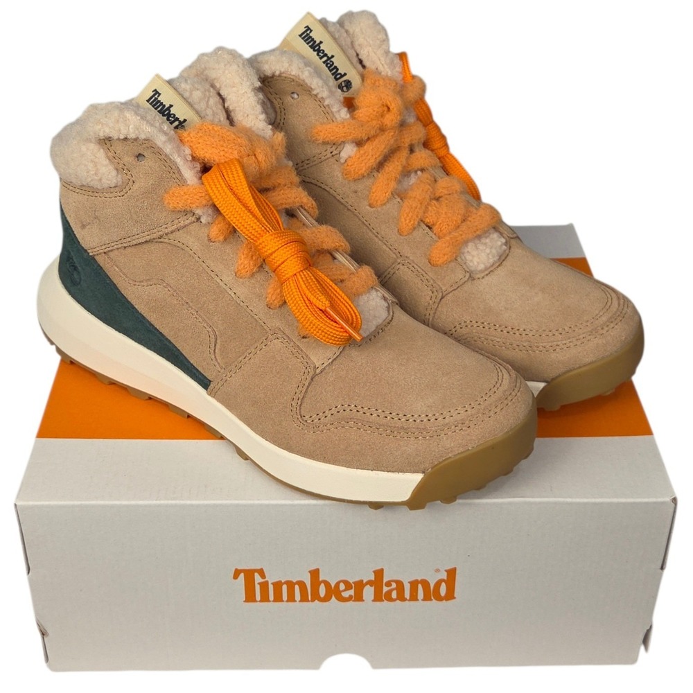 Timberland High Top Sneaker Boots Womens 9 Beige Suede Sherpa‎ Retro Swift NWT